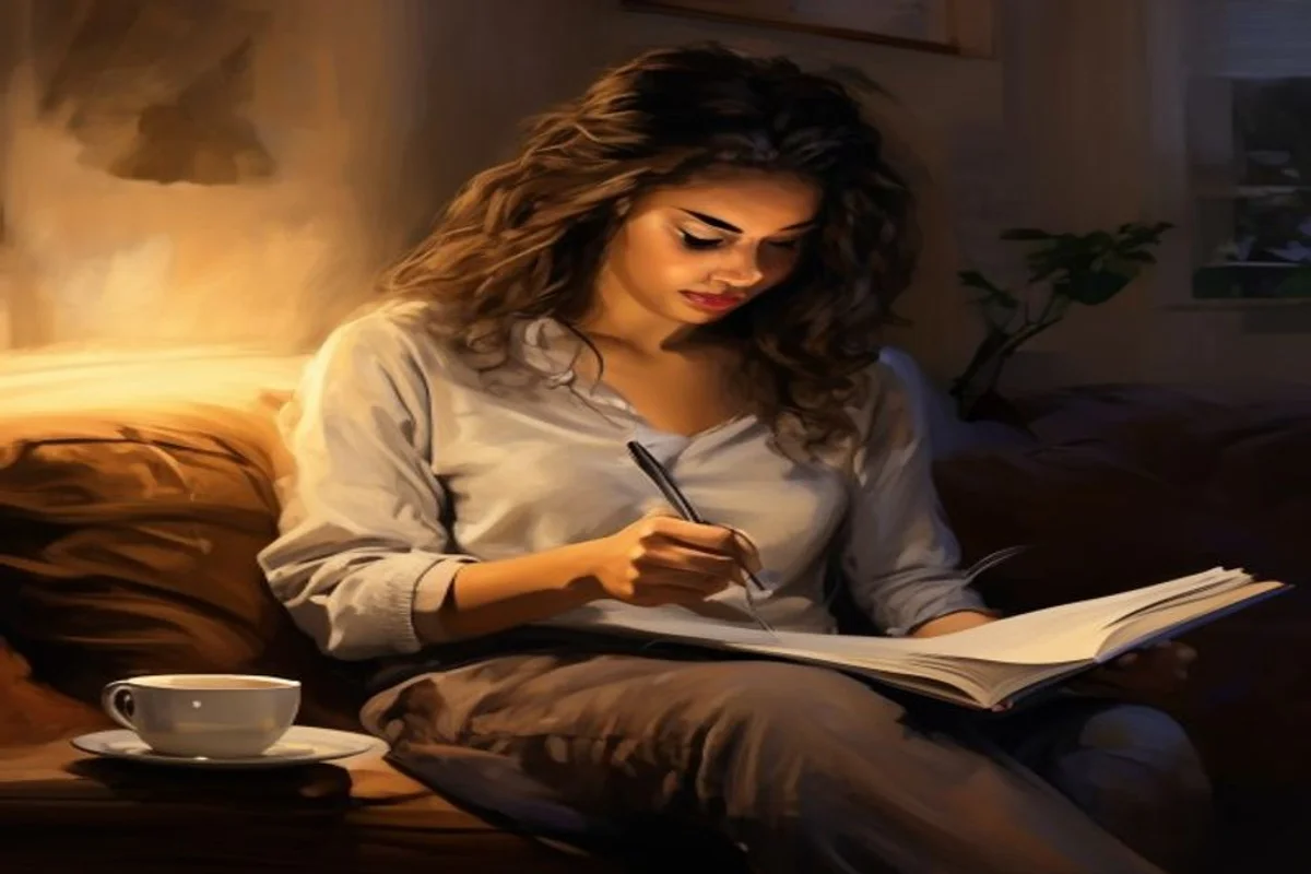Mulher anotando estratégias em um caderno para reconquistar um homem