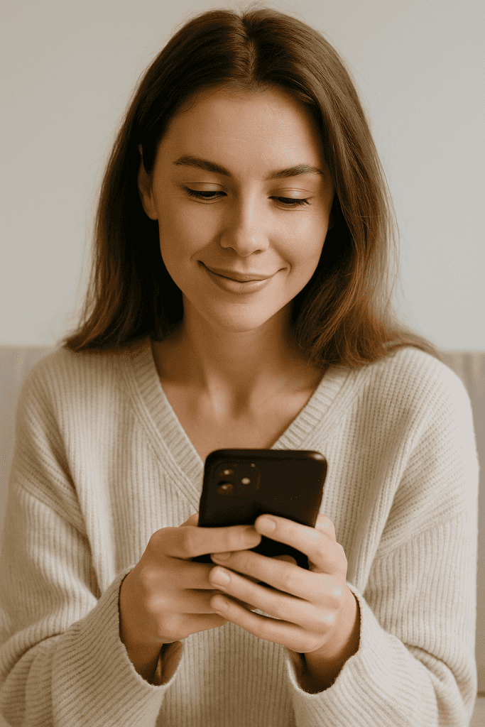 Como conquistar um homem de aquário pelo WhatsApp: mulher olhando o celular