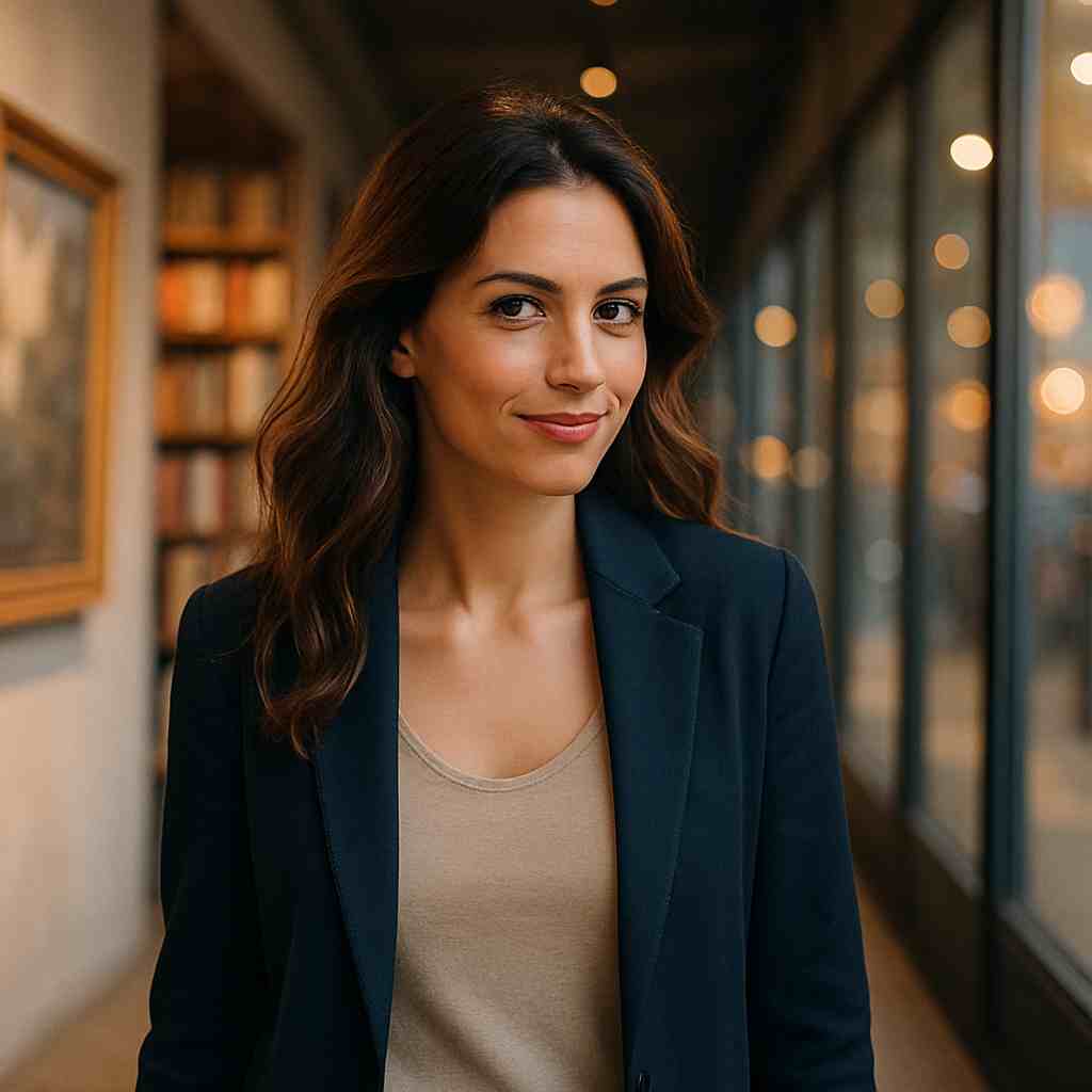 Mulher com expressão confiante e curiosa em ambiente urbano ou, representando frases que despertam interesse e conexão emocional com autenticidade.
