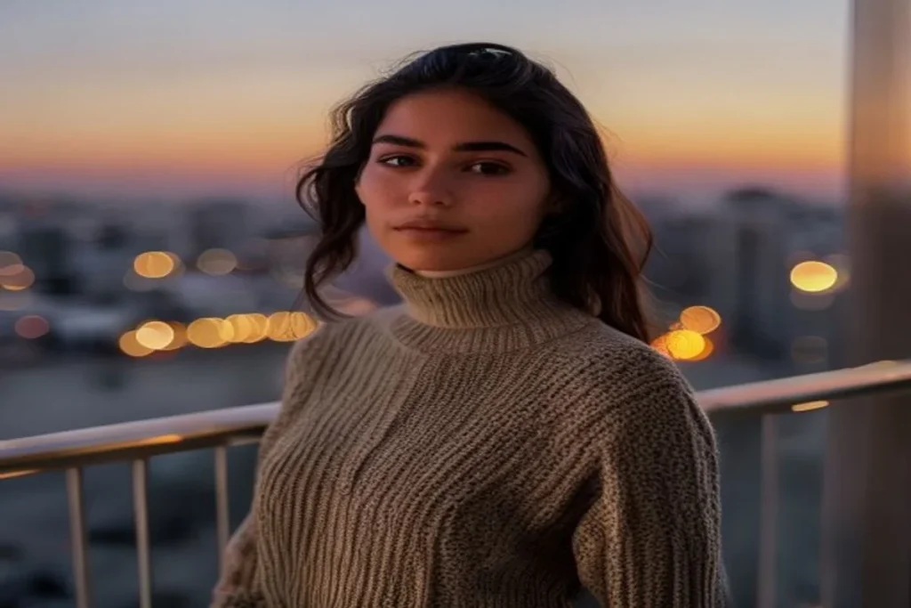 Mulher confiante em uma sacada ao entardecer, refletindo sobre como reconquistar um capricorniano